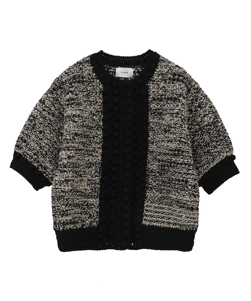DOT LINE HALF SLEEVE KNIT CARDIGAN｜TOPS(トップス)｜CLANE OFFICIAL