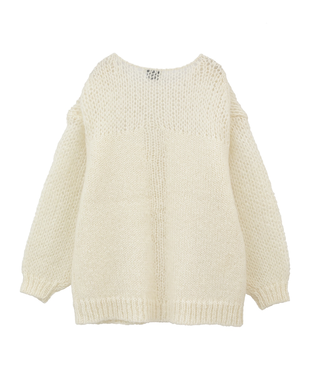 限定ピンクサイズHALF SHEER LOOSE MOHAIR KNIT TOPS 限定ピンク