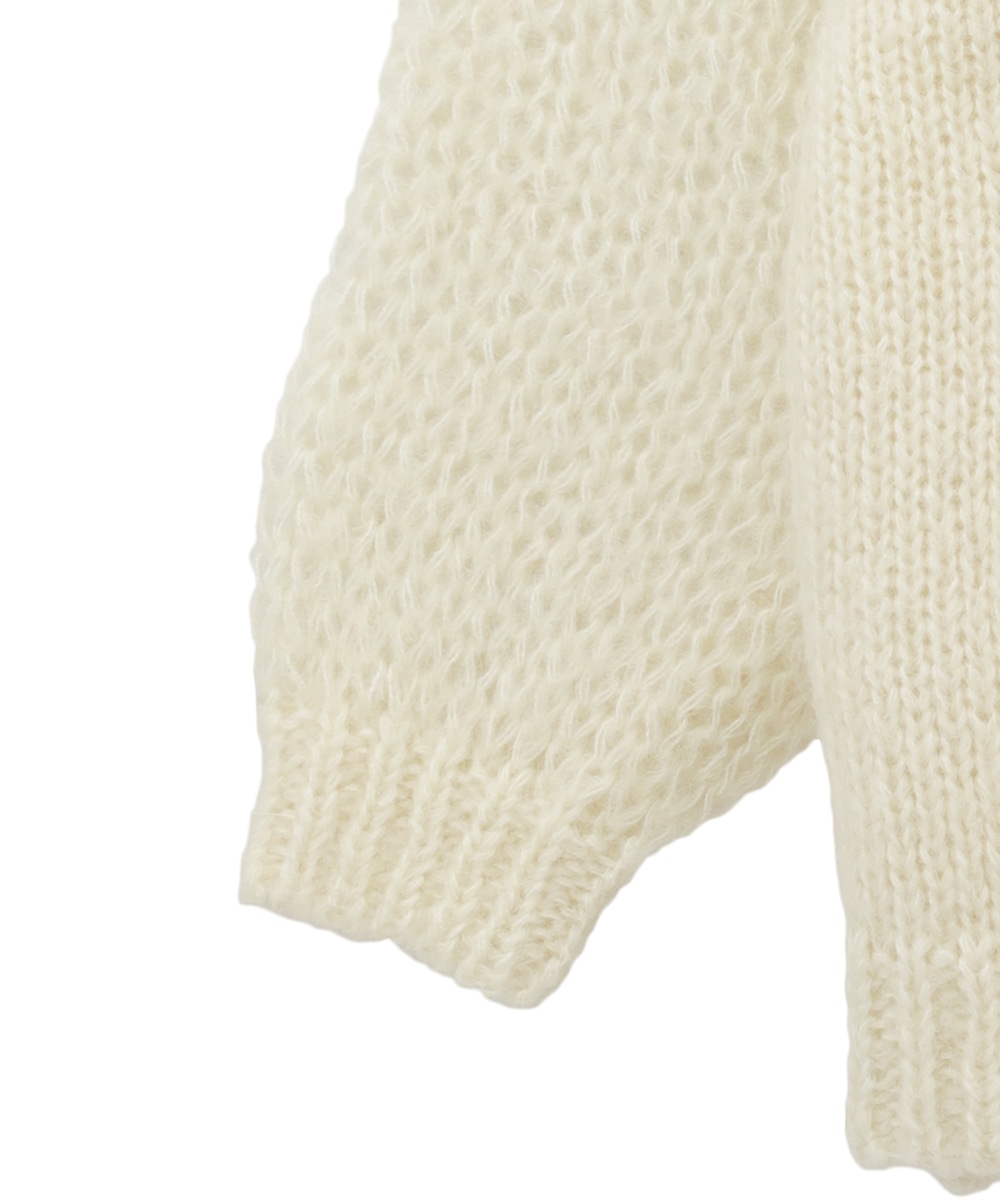 CLANE HALF SHEER LOOSE MOHAIR KNIT TOPS+imagensport.com.br