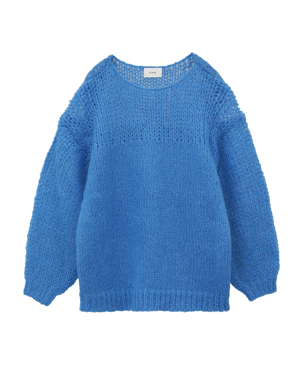 CLANE◇HALF SHEER LOOSE MOHAIR KNIT TOPS 1 モヘア BLU - トップス