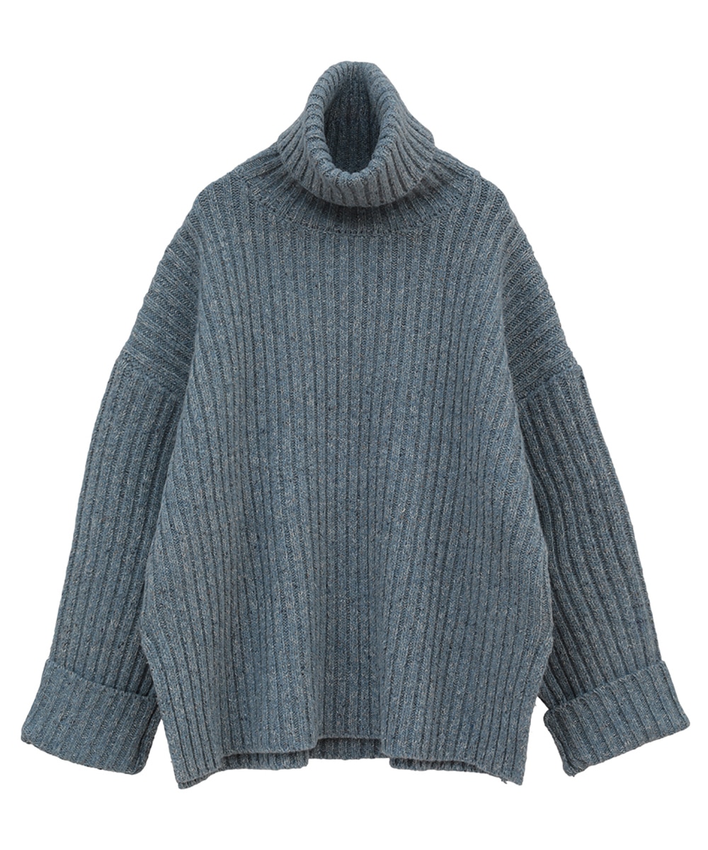 MIX YARN WIDE RIB TURTLE KNIT TOPS｜TOPS(トップス) - CLANE