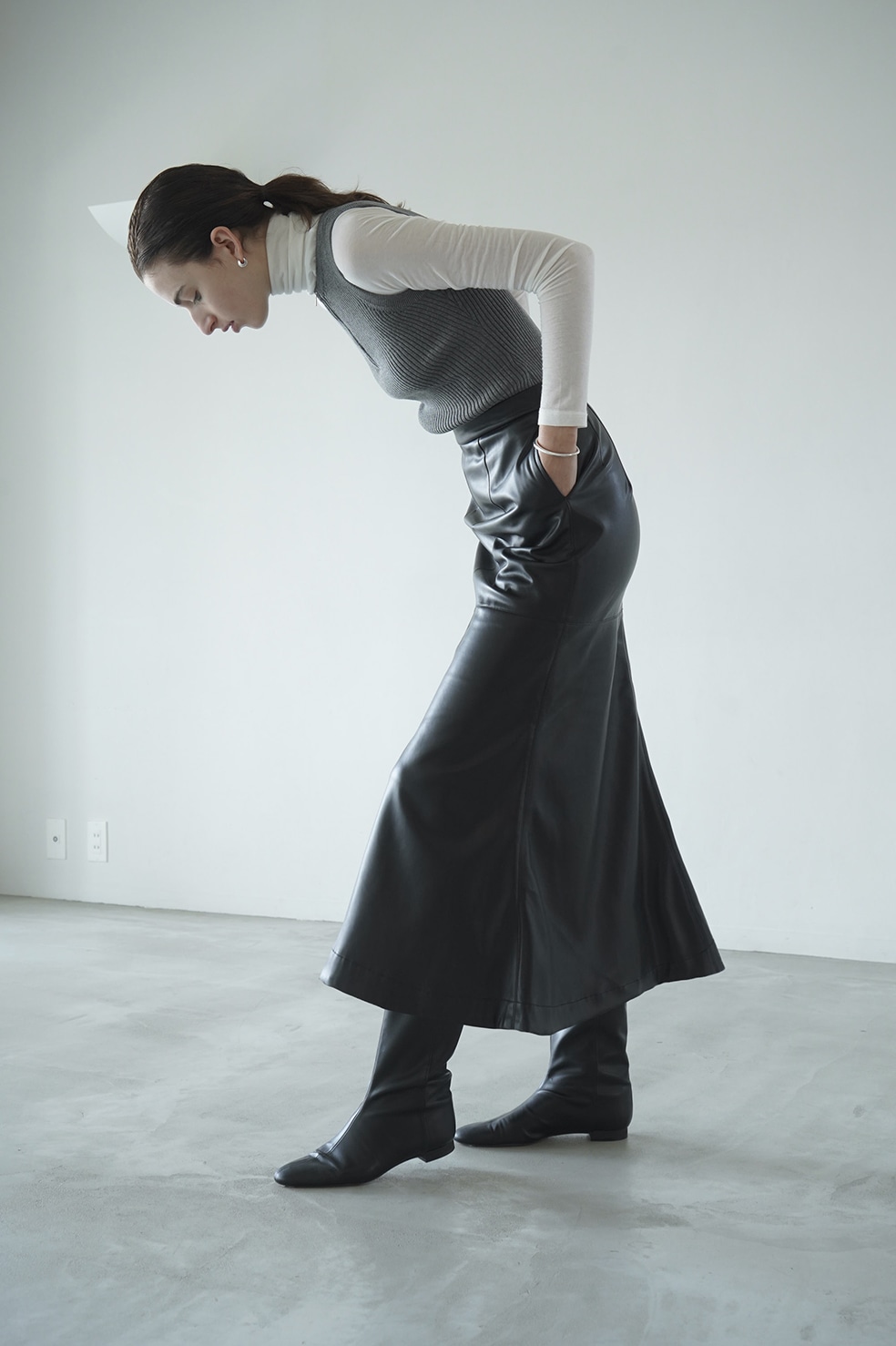 clane クラネ　VEGAN LEATHER LONG SKIRT