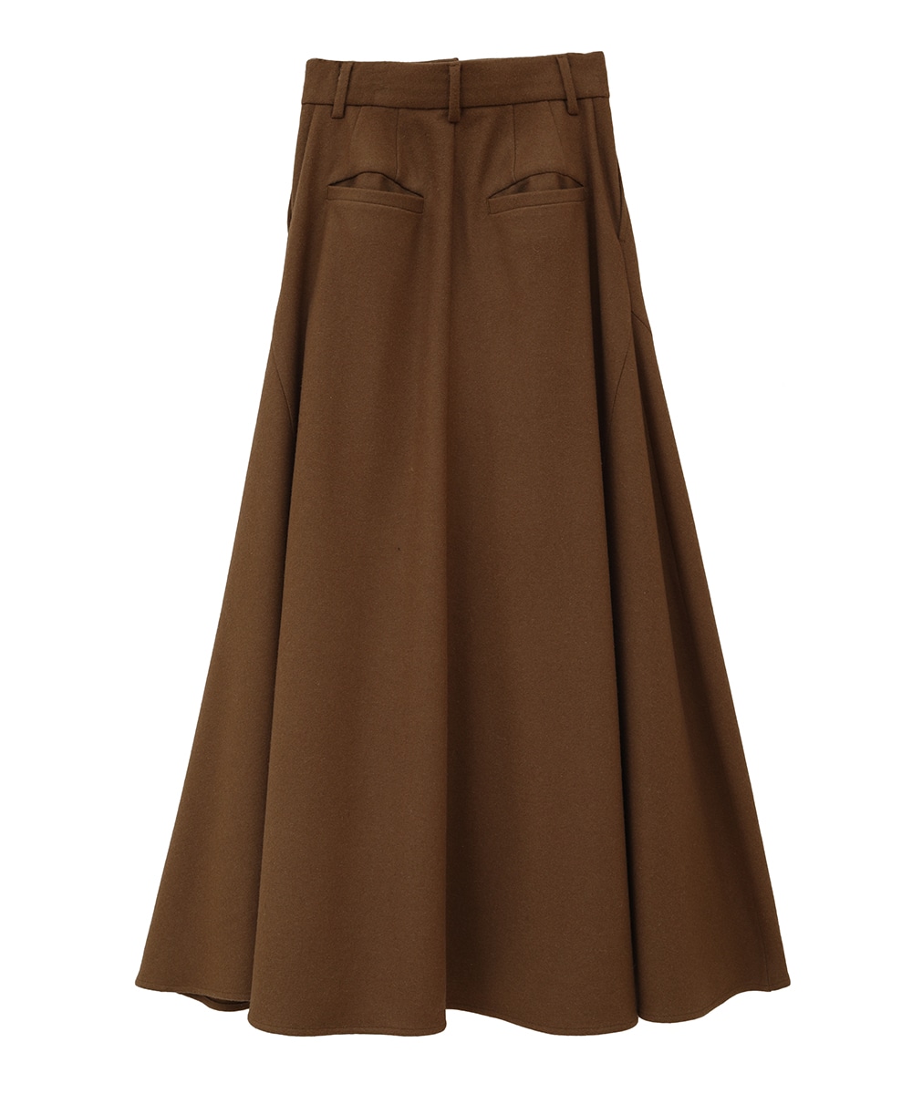 clane WOOL VOLUME FLARE SKIRT BROWN-