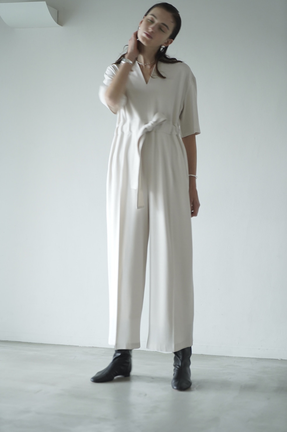 【新品】  CLANE / クラネ | 2023AW | STAND COLLAR LOOSE オールインワン | 2 | アイボリー | レディースレディース