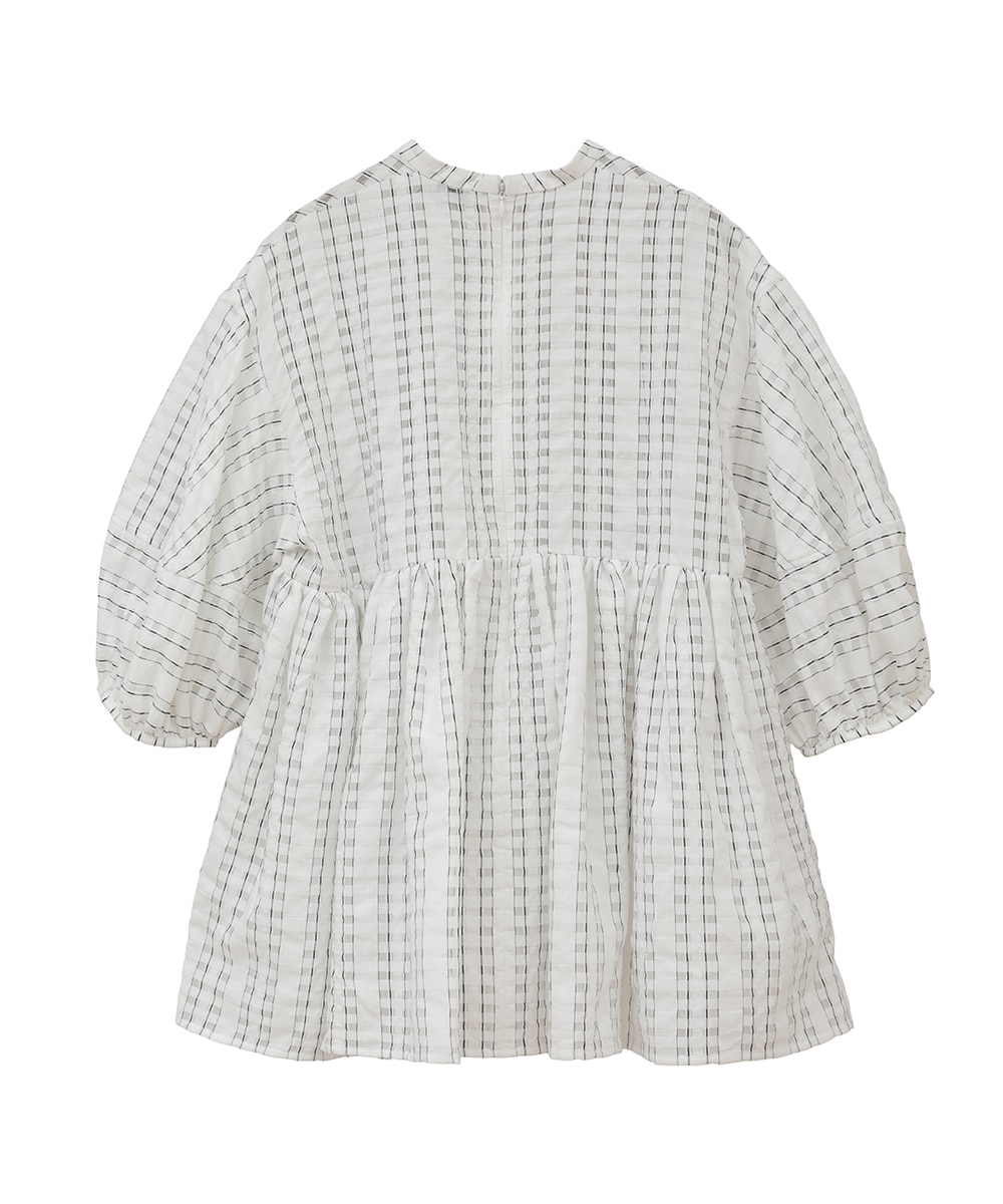 【25%OFF】Sheer Check Volume Puff Tops トップス