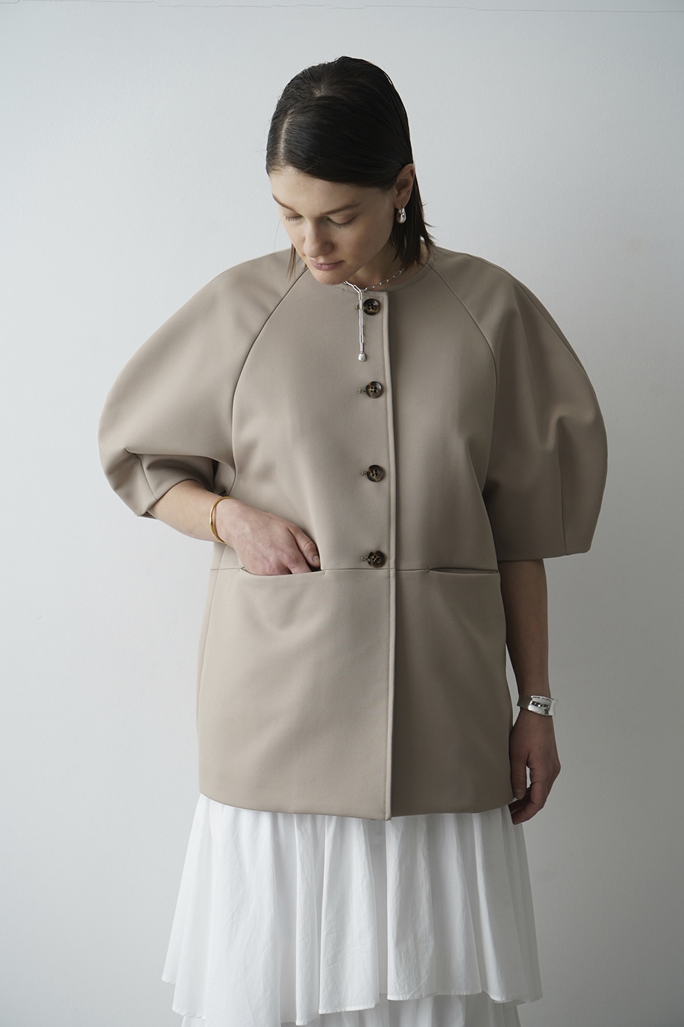 CLANE HALF SLEEVE COCOON JACKET | knowhowtrg.com