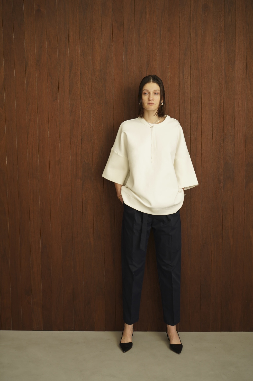 CLANE】CLANE BULKY LINE HALF SLEEVE TOPS-