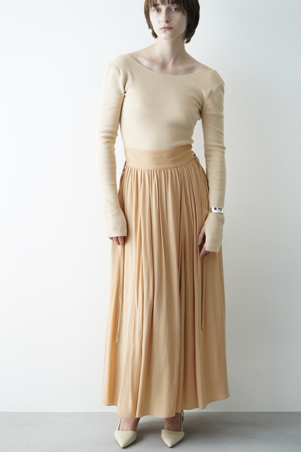 CLANE RIBBON BELTED FLARE SKIRT-www.electrowelt.com