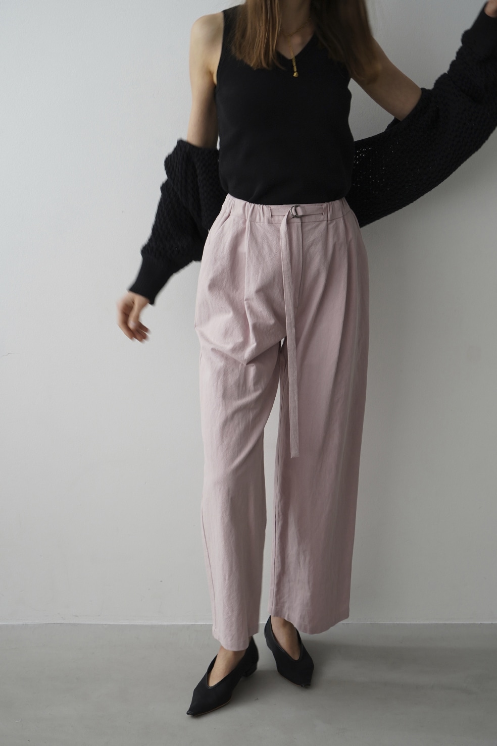 CLANE BELTED LOOSE STRAIGHT PANTS | labiela.com