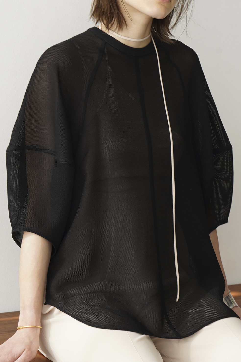 インターネットサイト CLANE MESHFORM SLEEVE BLOUSE - トップス