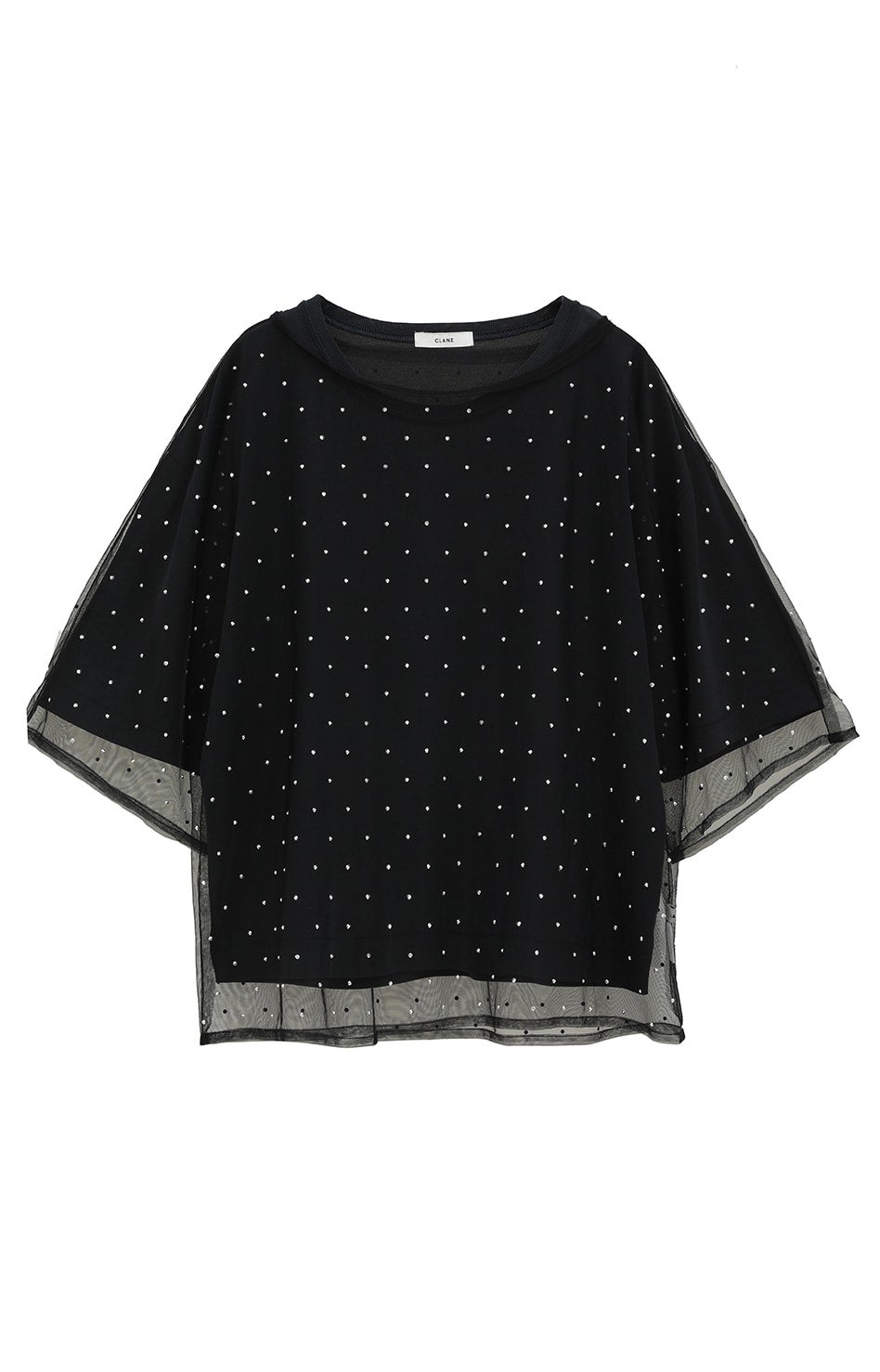 トップス CLANE CACHECOEUR DRAPE TOPS CLANE]CAMISOLE SET CACHECOEUR KNIT TOPS/BLACK(18106-2022