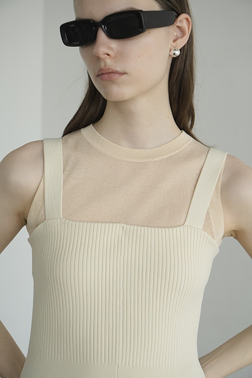 SLEEVELESS SHEER KNIT TOPS