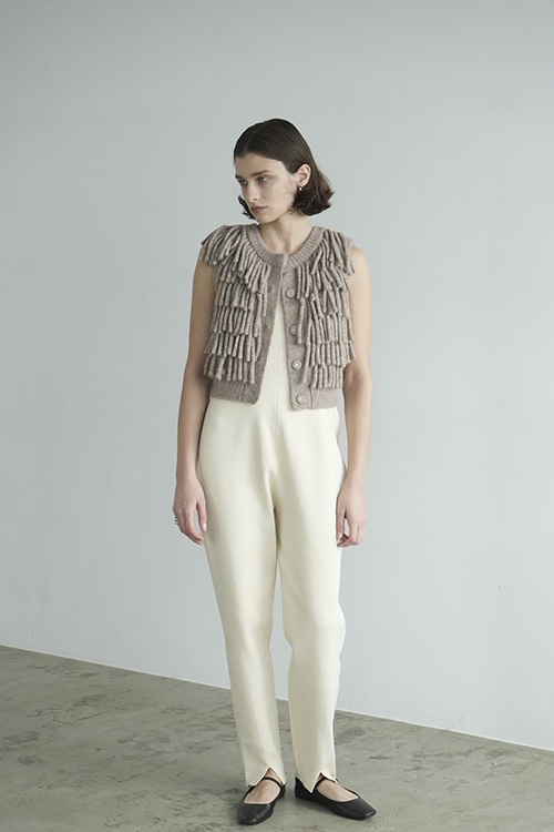 W FACE FRINGE KNIT VEST