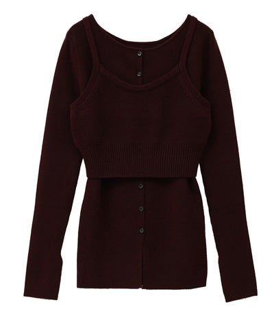 BUSTIER SET BOAT NECK KNIT CARDIGAN｜TOPS(トップス)｜CLANE 