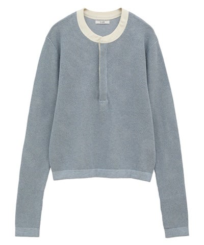 CLANE MESH HENLEY NECK TOPS