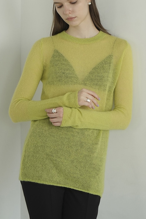 GRADATION SLEEVE MOHAIR KNIT TOPS