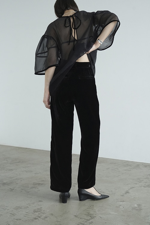 VELOR TUCK WIDE PANTS