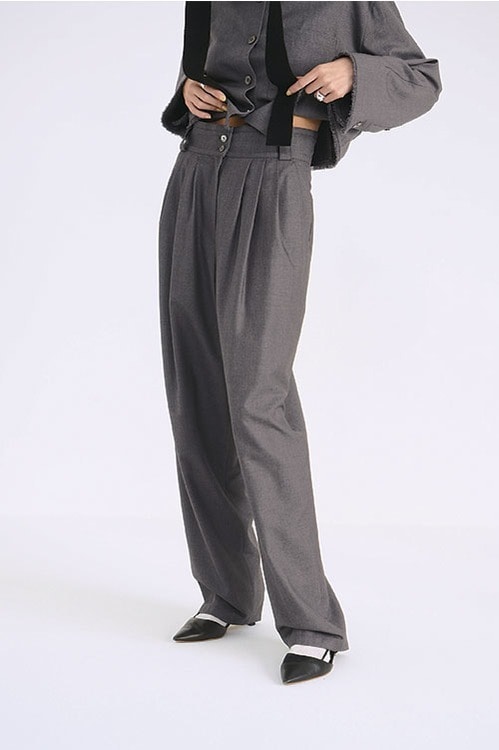 WIDE BELT TUCK PANTS