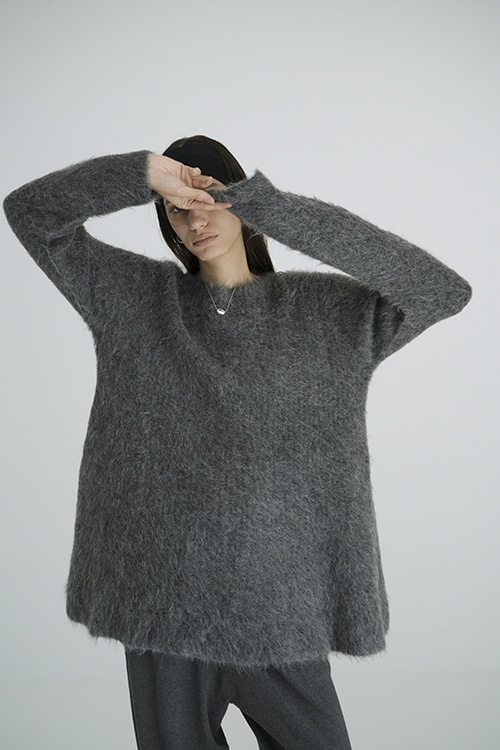 BOAT NECK SHAGGY KNIT ONEPIECE