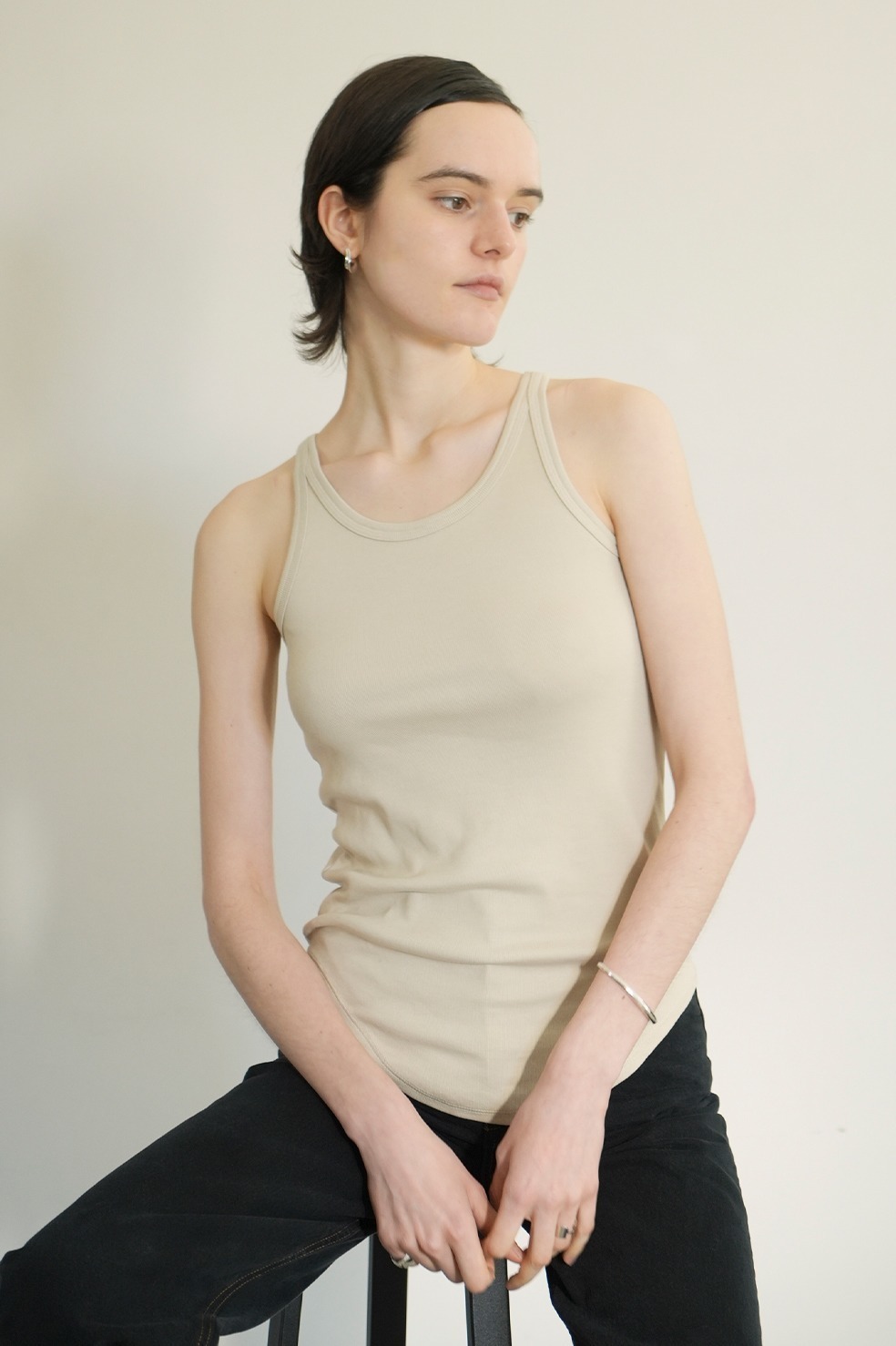 レディースclane SQUARE TANK KNIT TOPS BLK 1 - タンクトップ