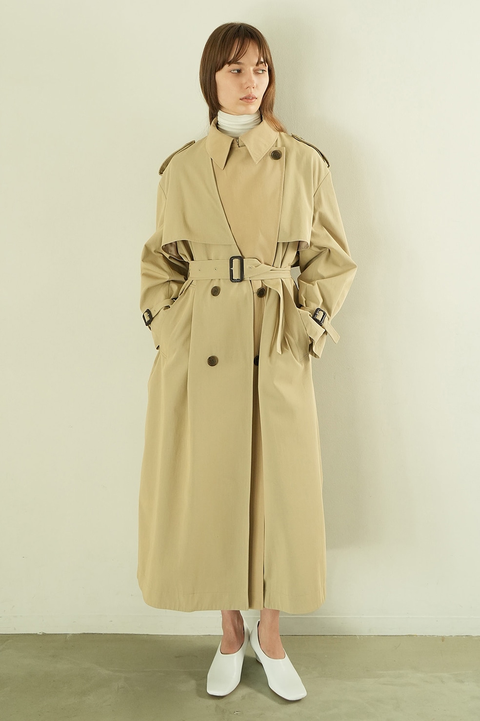 独特な店 CLANEクラネ トレンチコートWIDE TRENCHCOAT LONG トレンチ