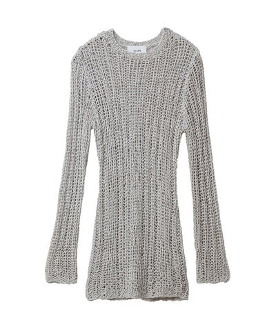 試着BACK SLIT CROCHET KNIT TOPS clane クラネ CLANE（クラネ）の「BACK SLIT CROCHET KNIT TOPS（ニット
