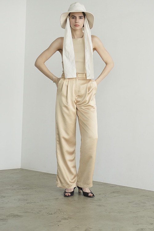 SATIN TUCK PANTS