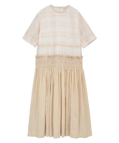 SHEER CHECK GATHER SWITCHING ONEPIECE｜DRESS(ドレス)｜CLANE
