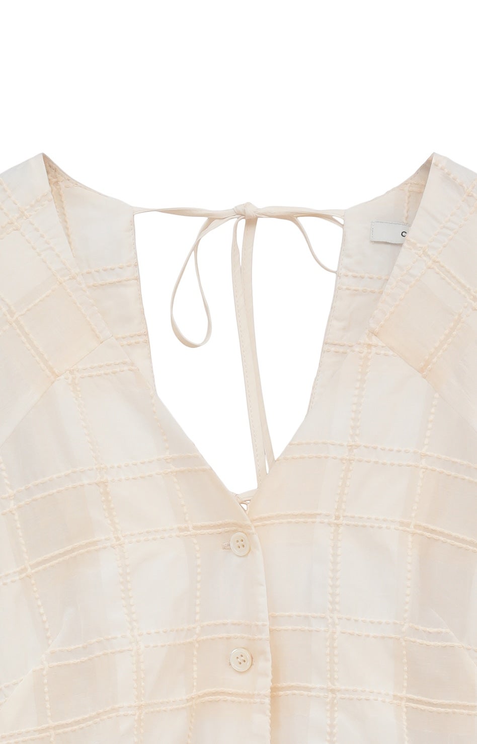 CLANE SHEER CHECK TUCK WAIST BLOUSE サイズ1 セール】SHEER CHECK TUCK WAIST BLOUSE（シャツ/ブラウス