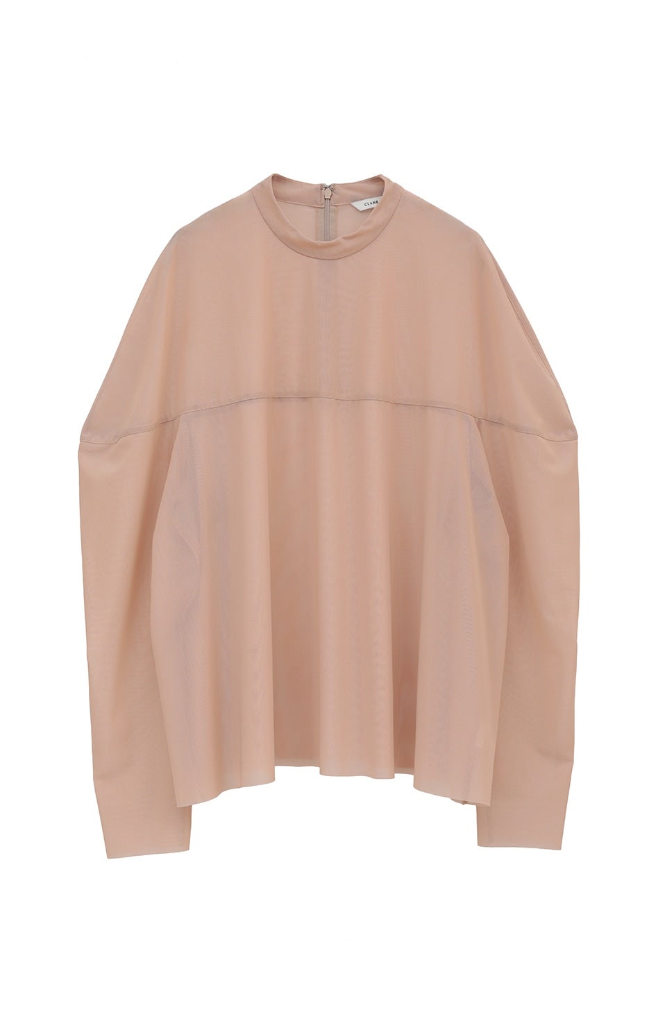 CLANE◆SHEER MESH CURVE SLEEVE TOPS/長袖ブラウス/1/ナイロン/BEG/16122-4152 CLANE - シアー メッシュ カーブ スリーブ トップス