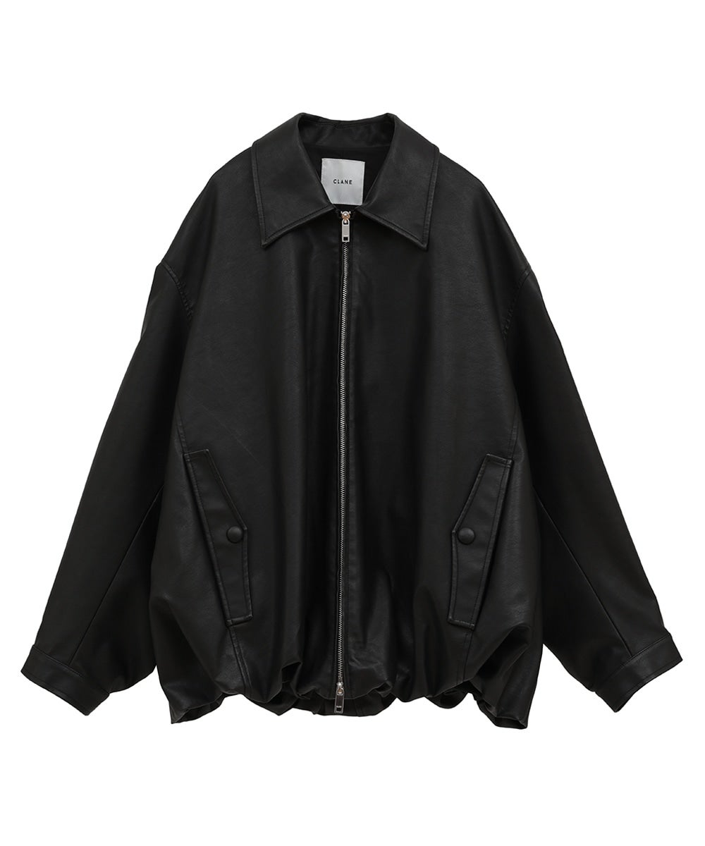 CLANE FAKE LEATHER BALLOON JACKET ブラック CLANE - フェイクレザーバルーンジャケット - FAKE LEATHER