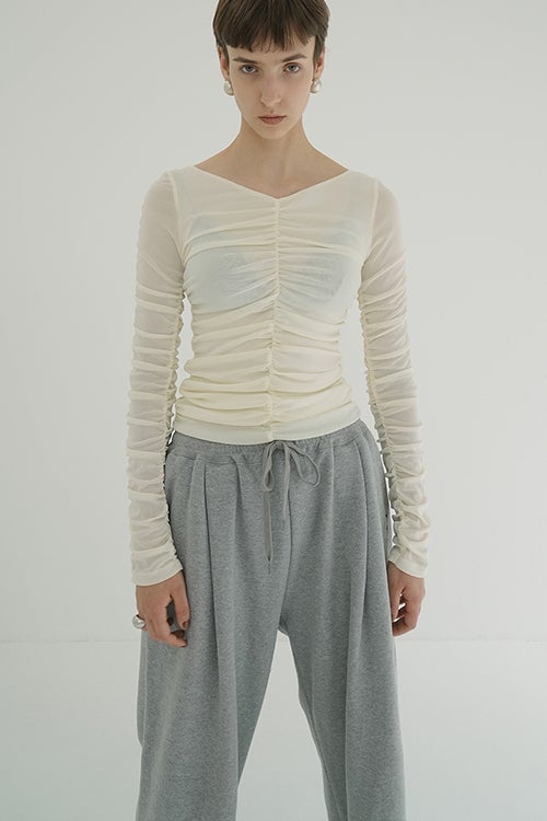 W TULLE SHIRRING TOPS