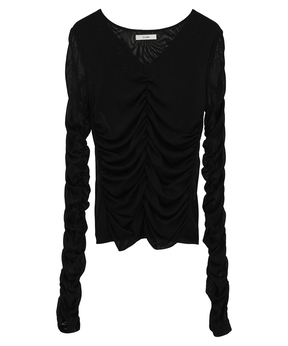 W TULLE SHIRRING TOPS