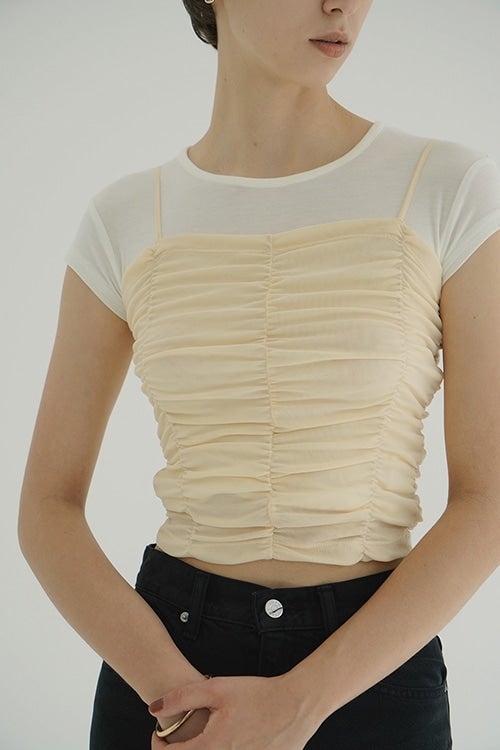 SHIRRING CAMI TOPS