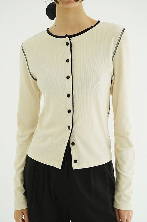 W FACE BICOLOR CARDIGAN