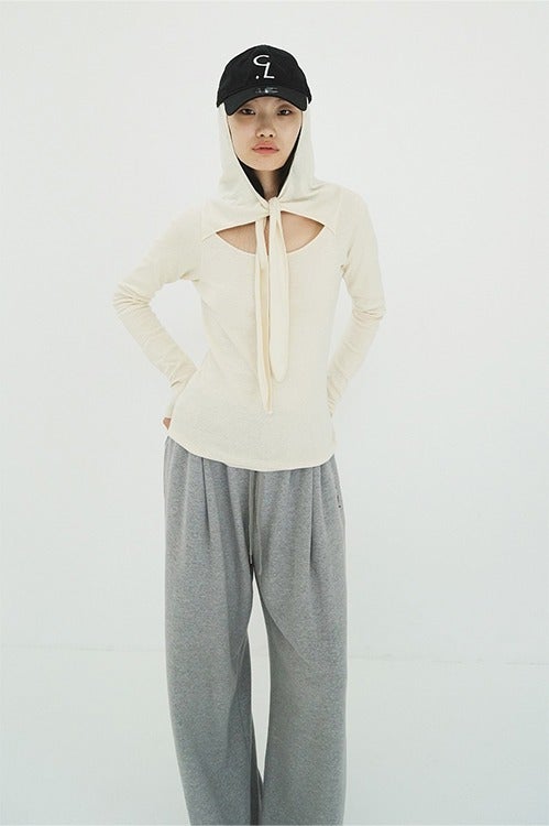 BOW TIE HOODED CUT TOPS