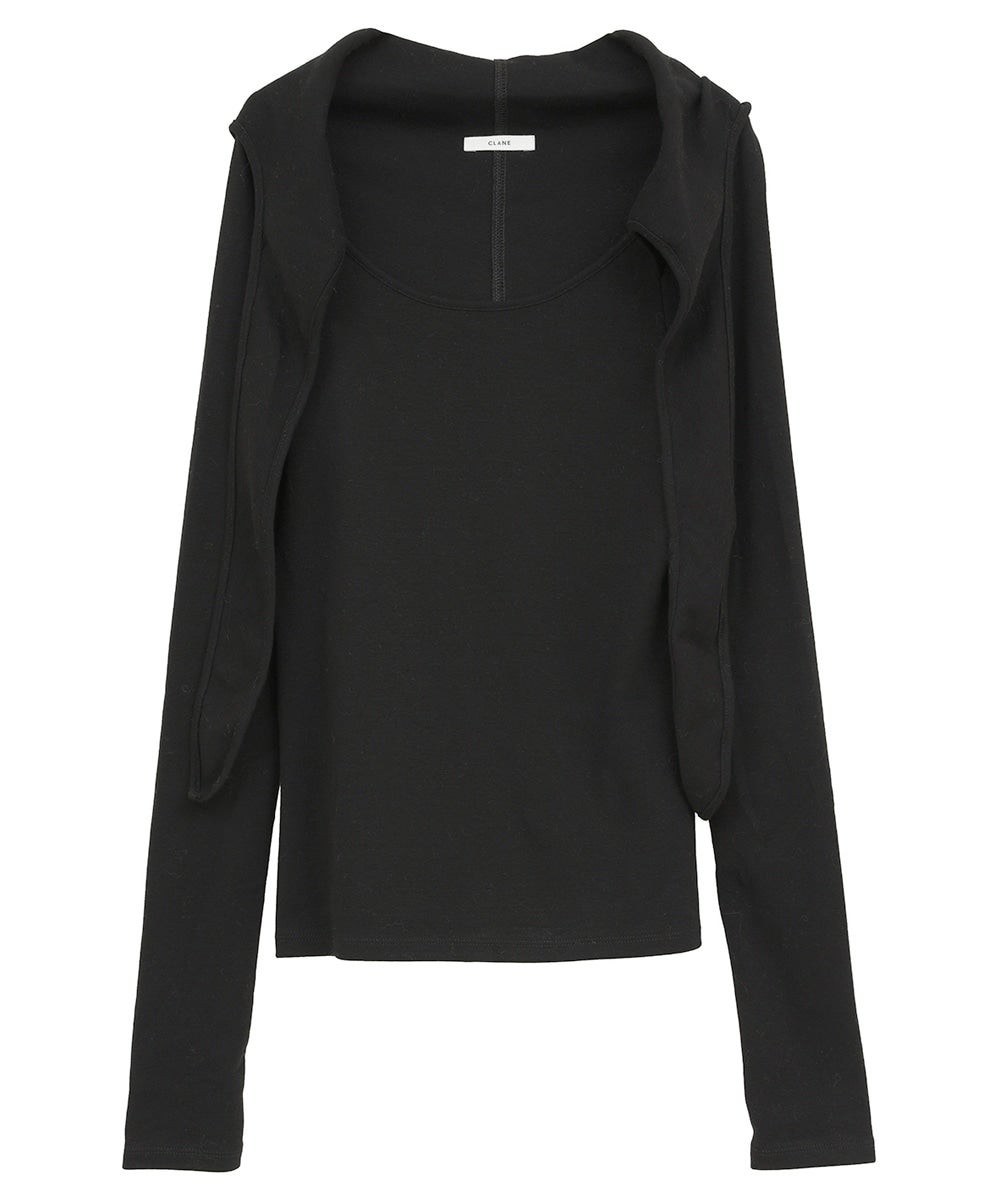 BOW TIE HOODED CUT TOPS