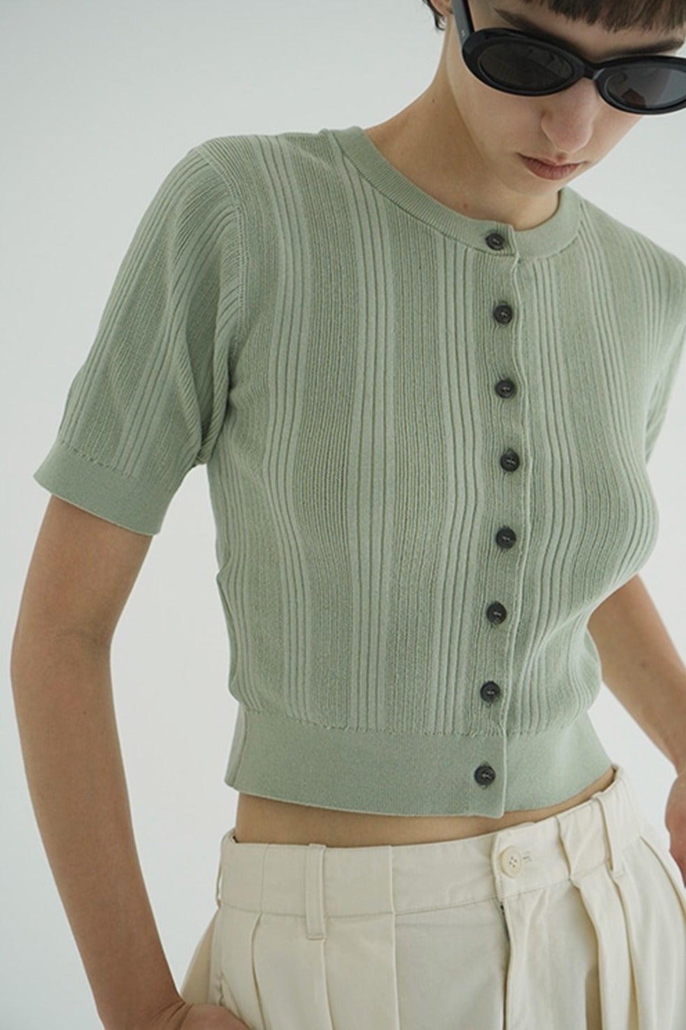 CLANE クラネ COLLAR RIB CARDIGAN CLANE(クラネ)｜COLLAR RIB CARDIGAN/カーディガン/BEIGE の通販