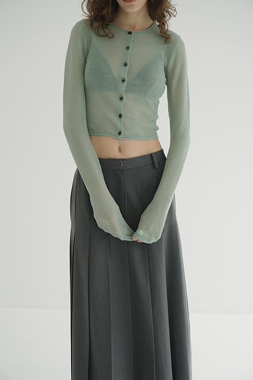 SHEER ROLLED EDGE KNIT CARDIGAN
