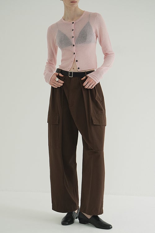 SHEER ROLLED EDGE KNIT CARDIGAN