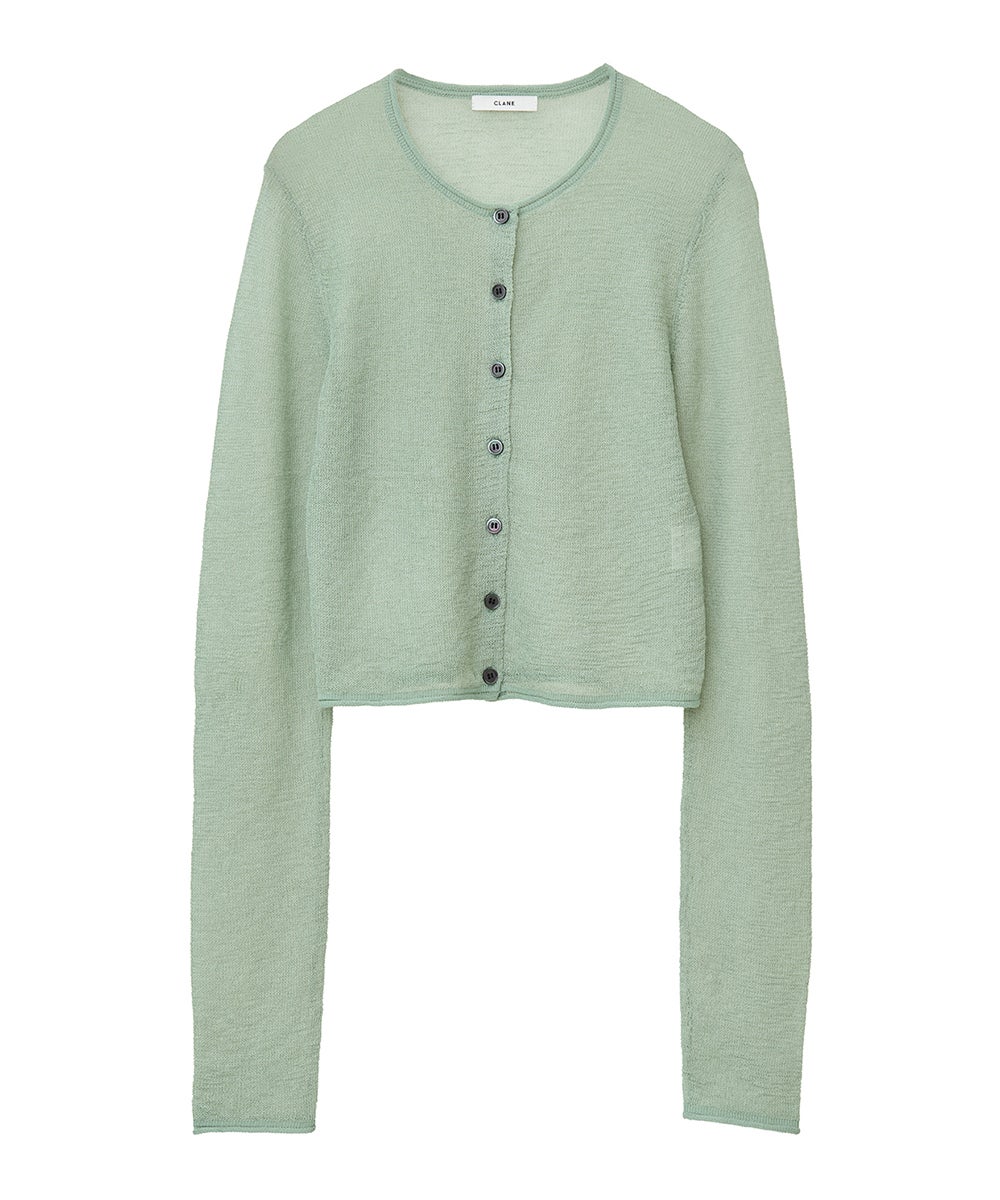 SHEER ROLLED EDGE KNIT CARDIGAN｜TOPS(トップス)｜CLANE