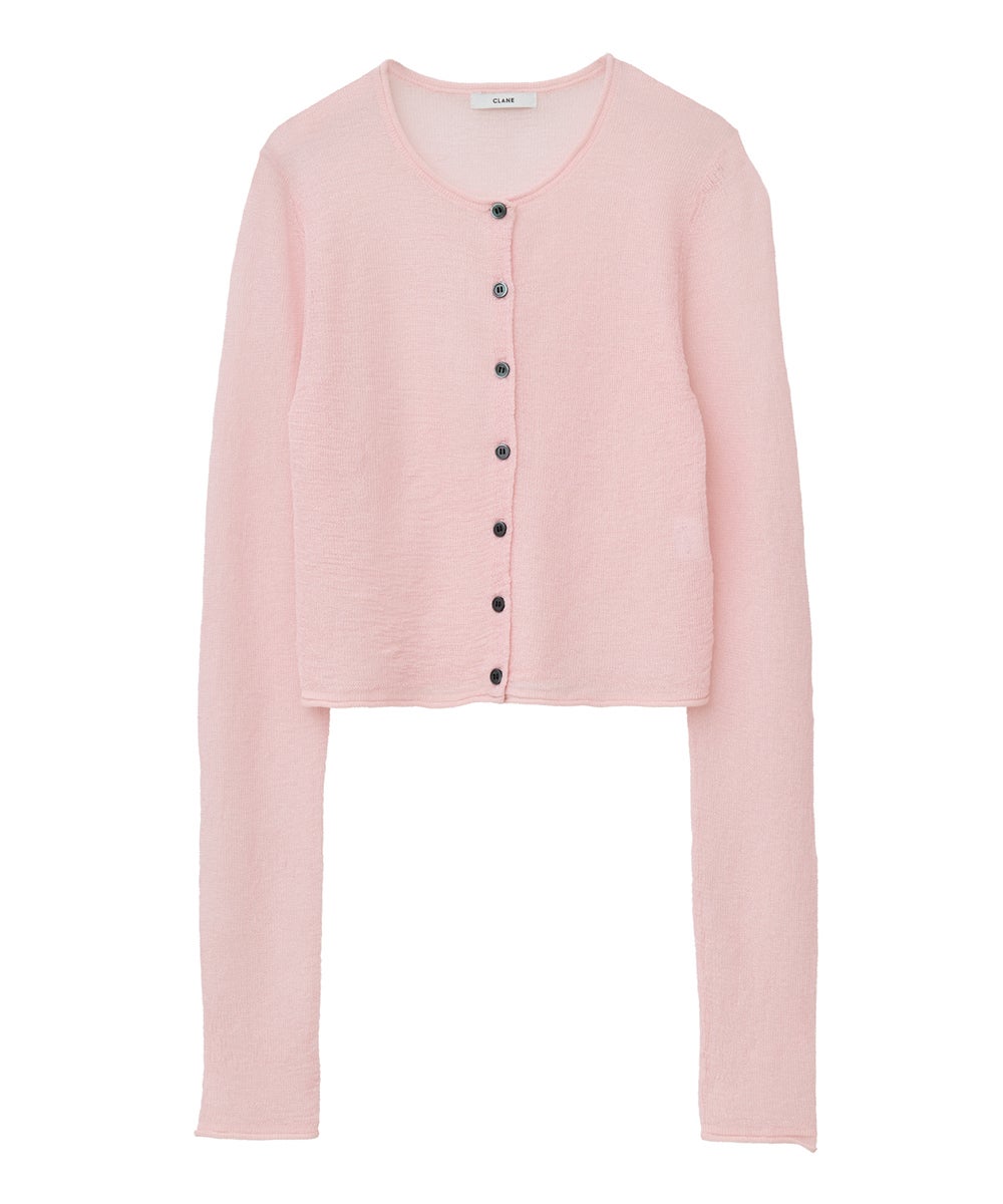 SHEER ROLLED EDGE KNIT CARDIGAN｜TOPS(トップス)｜CLANE