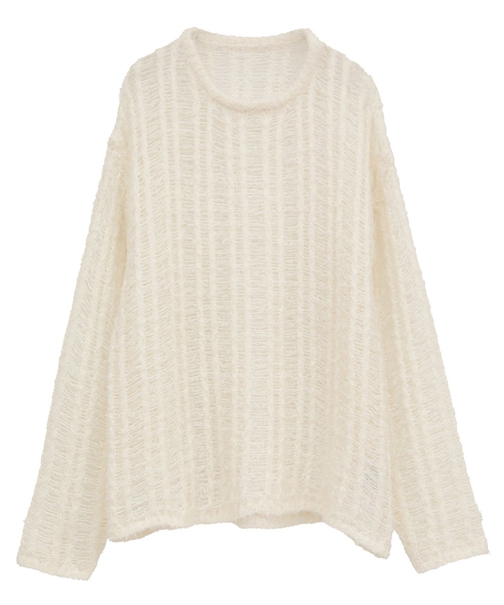 SHEER SHAGGY LOOSE KNIT TOPS