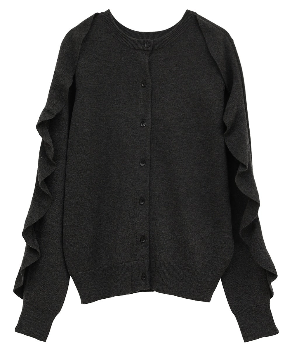 W FACE SHOULDER FRILL KNIT CARDIGAN｜TOPS(トップス)｜CLANE