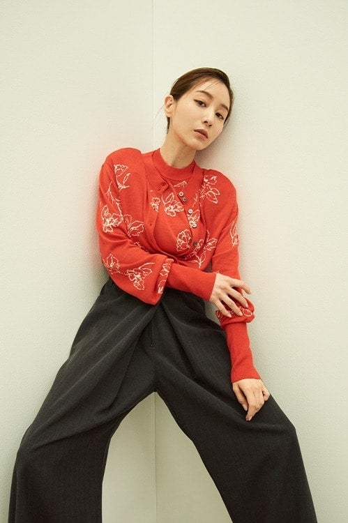 MINAMI TANAKA×CLANE THIN FLOWER W FACE CARDIGAN