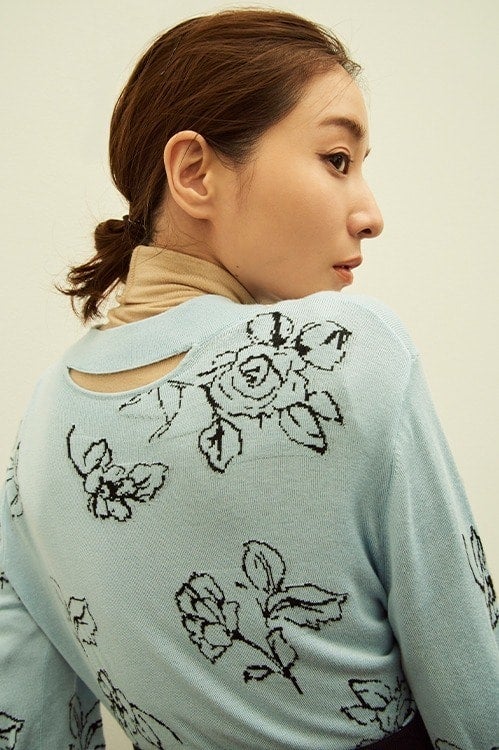 MINAMI TANAKA×CLANE THIN FLOWER W FACE CARDIGAN