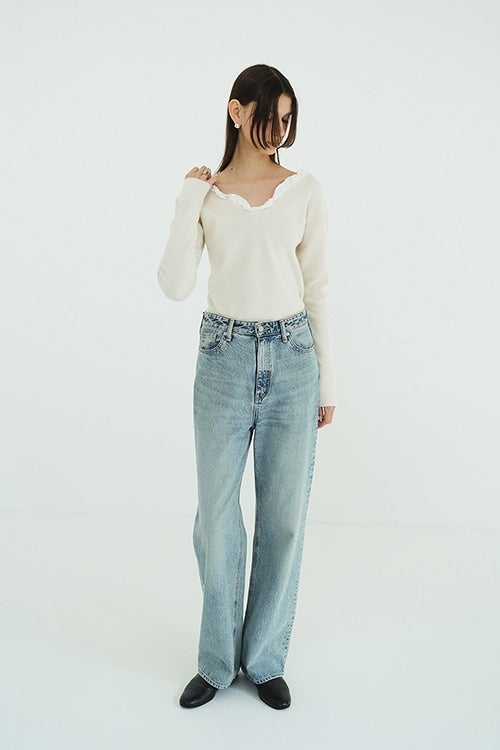 FRILL V NECK KNIT TOPS