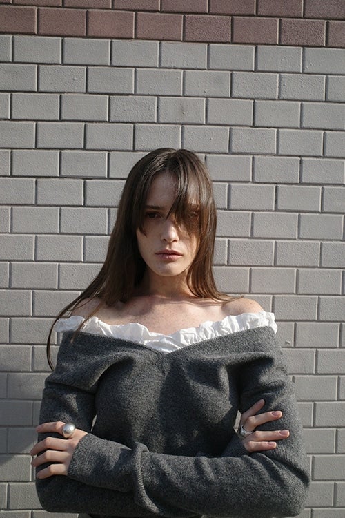 FRILL V NECK KNIT TOPS