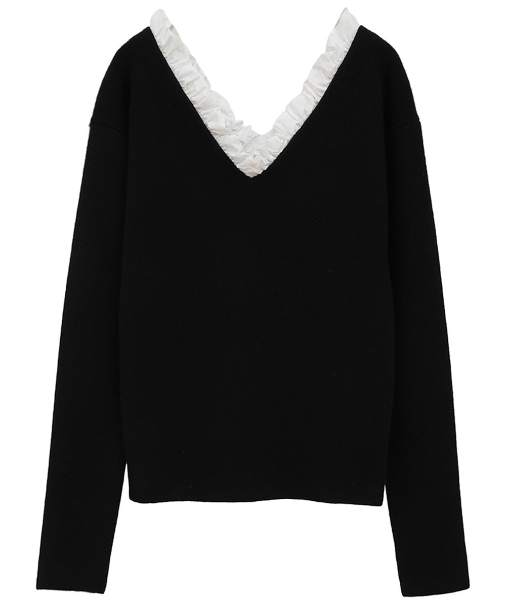 トップス CLANE FRILL V NECK KNIT TOPS S CLANE（クラネ） 正規商品 トップス フリル Vネック ニットトップス