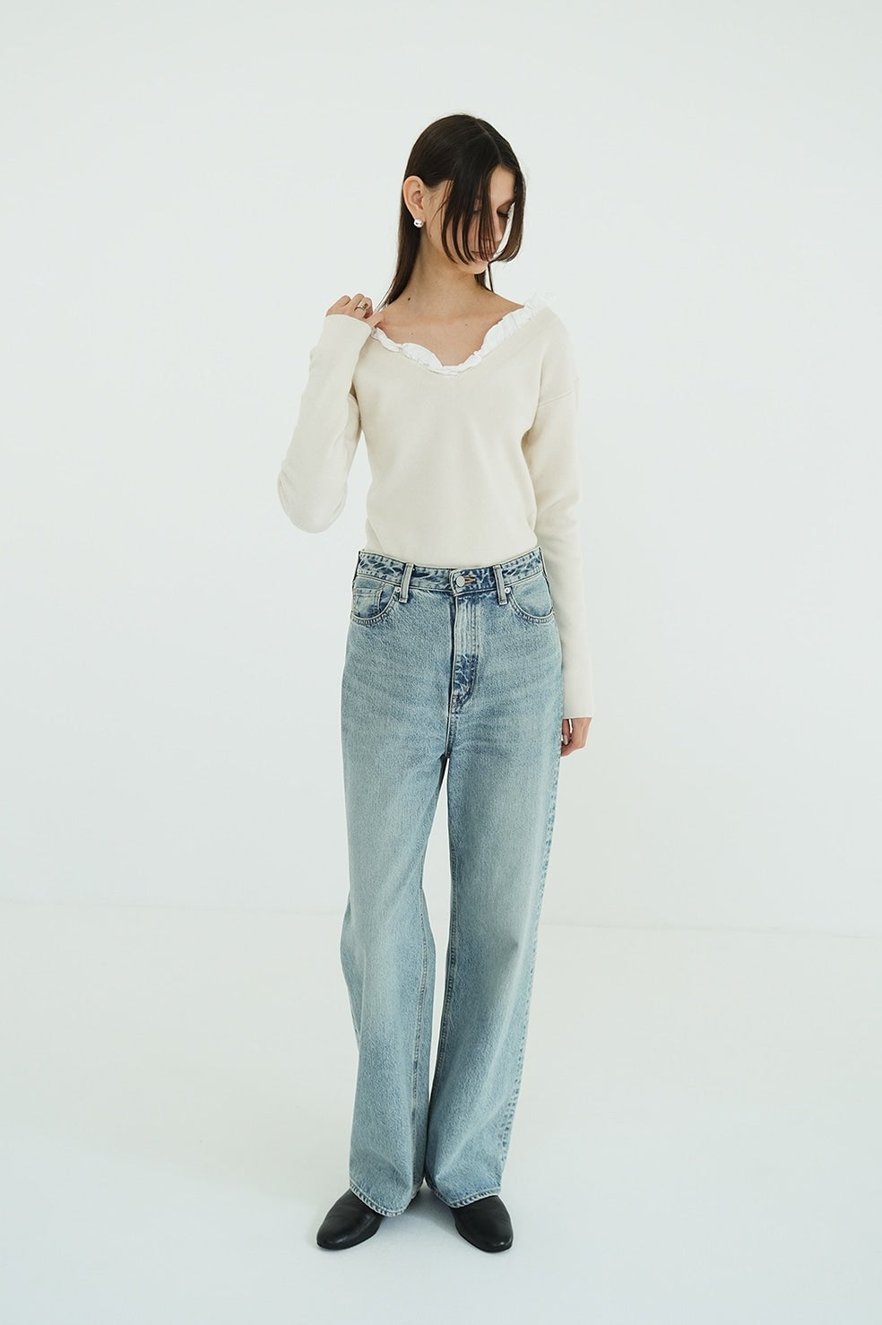 FRILL V NECK KNIT TOPS｜TOPS(トップス)｜CLANE OFFICIAL